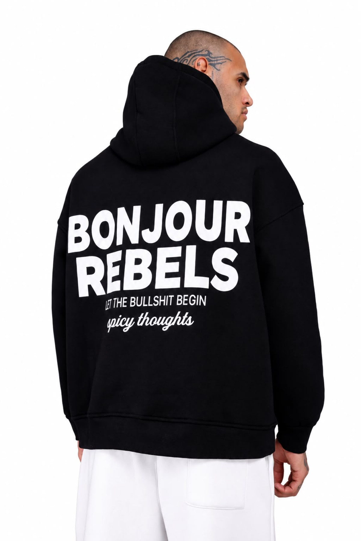 Bonjour Rebels Sırt Baskılı Oversize Kapüşonlu Sweatshirt