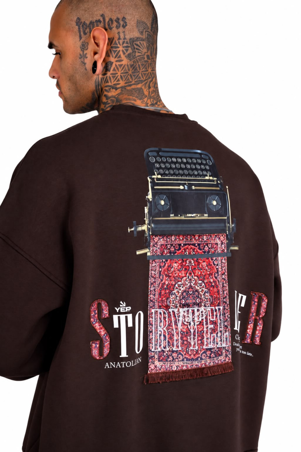 Ön ve Arka Baskılı Oversize Erkek Sweatshirt