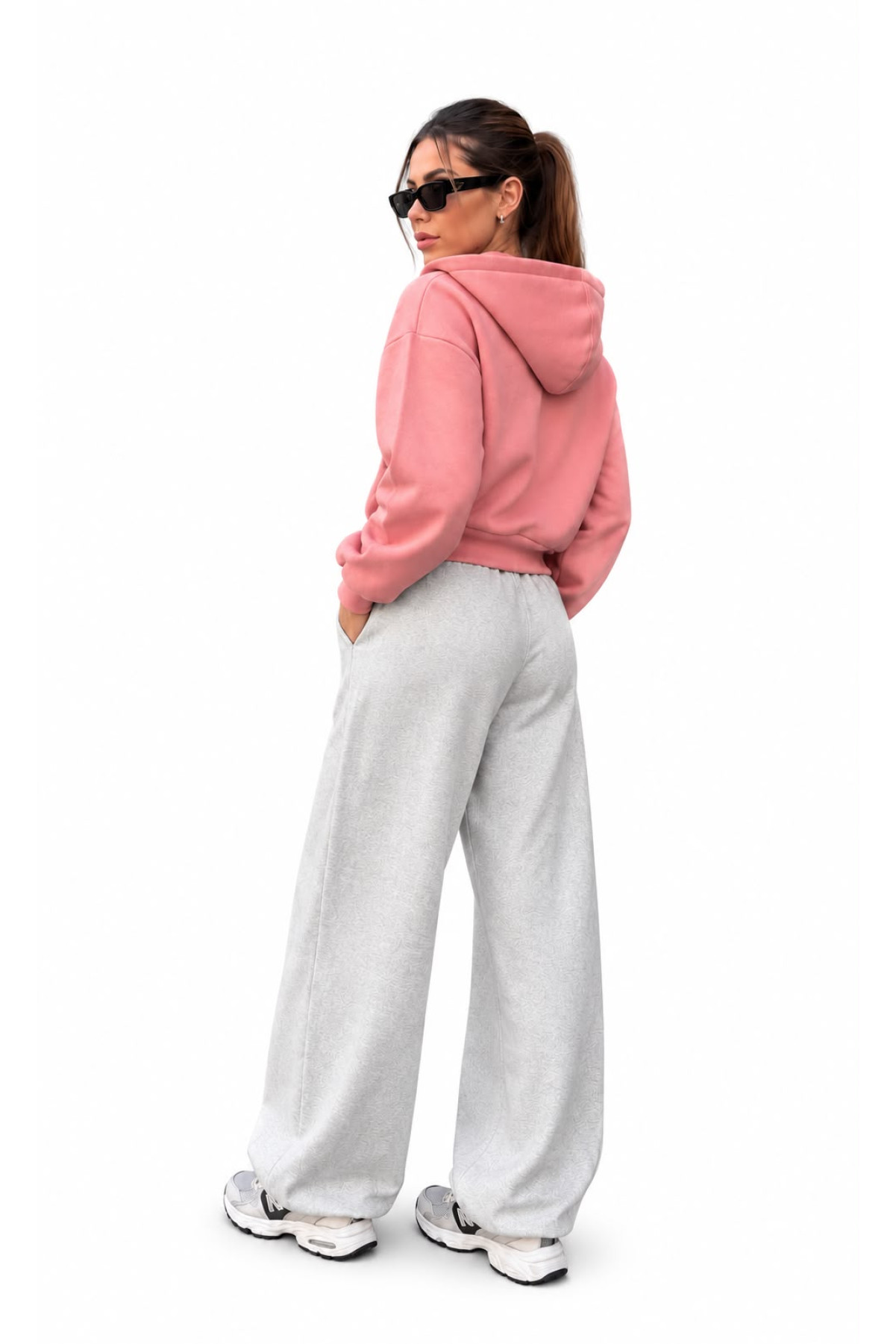 Kapüşonlu Fermuarlı Crop Sweatshirt