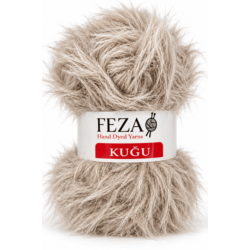 Feza Kuğu El Boyama Tüylü Fantazi Örgü İpi 50 Gr %100 PES – 034-Açık Bej