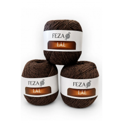 Feza Lâl Pamuklu El Örgü İpi 100 Gr 280 Metre %80 Cotton – Koyu Kahve - 10