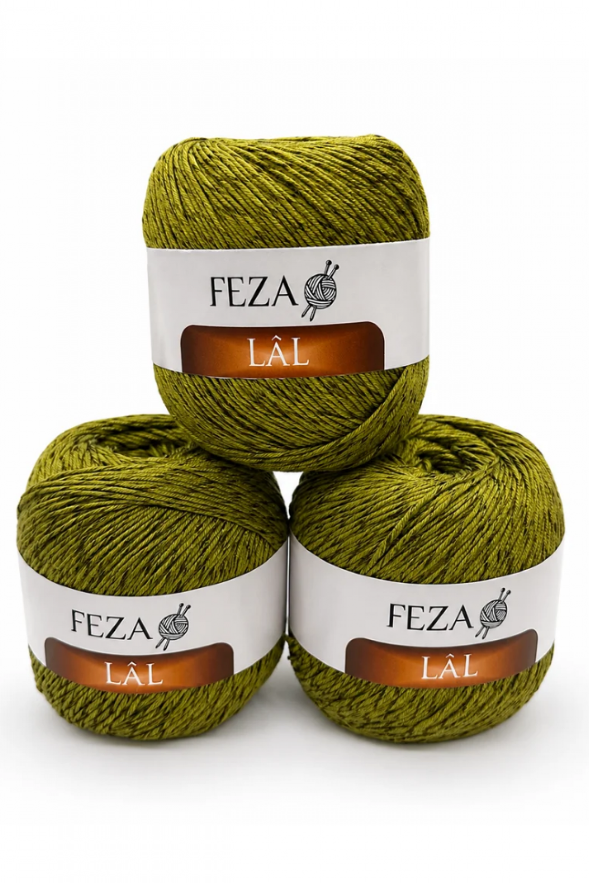 Feza Lâl Pamuklu El Örgü İpi 100 Gr 280 Metre %80 Cotton –Yağ Yeşili-13