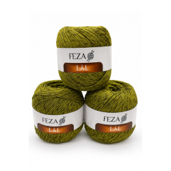 Feza Lâl Pamuklu El Örgü İpi 100 Gr 280 Metre %80 Cotton –Yağ Yeşili-13