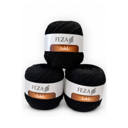 Feza Lâl Pamuklu El Örgü İpi 100 Gr 280 Metre %80 Cotton – Siyah-02