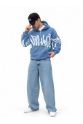 Grafiti Baskılı Kapüşonlu Fermuarlı Sweatshirt