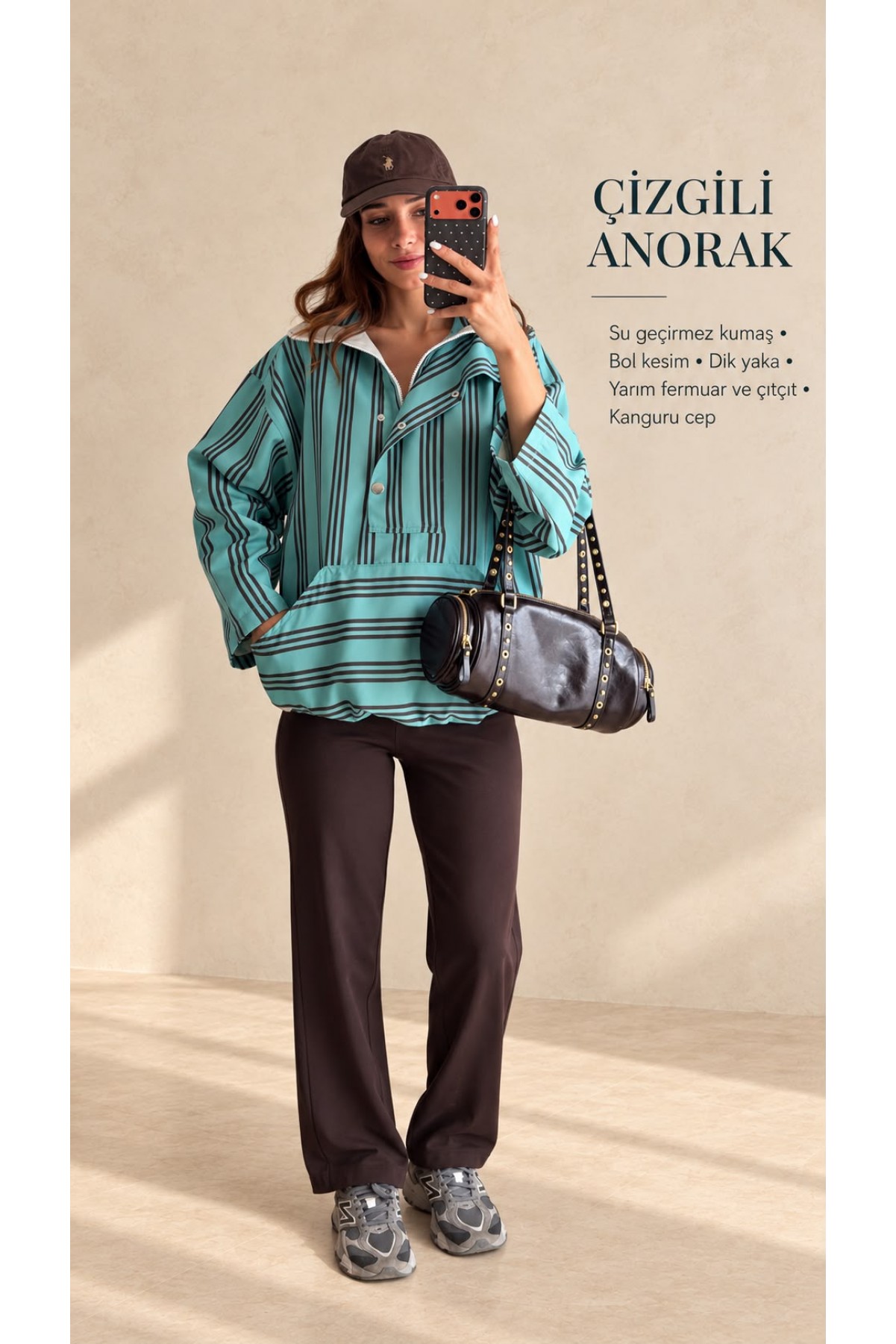 Çizgili Anorak Yağmurluk