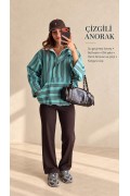 Çizgili Anorak Yağmurluk