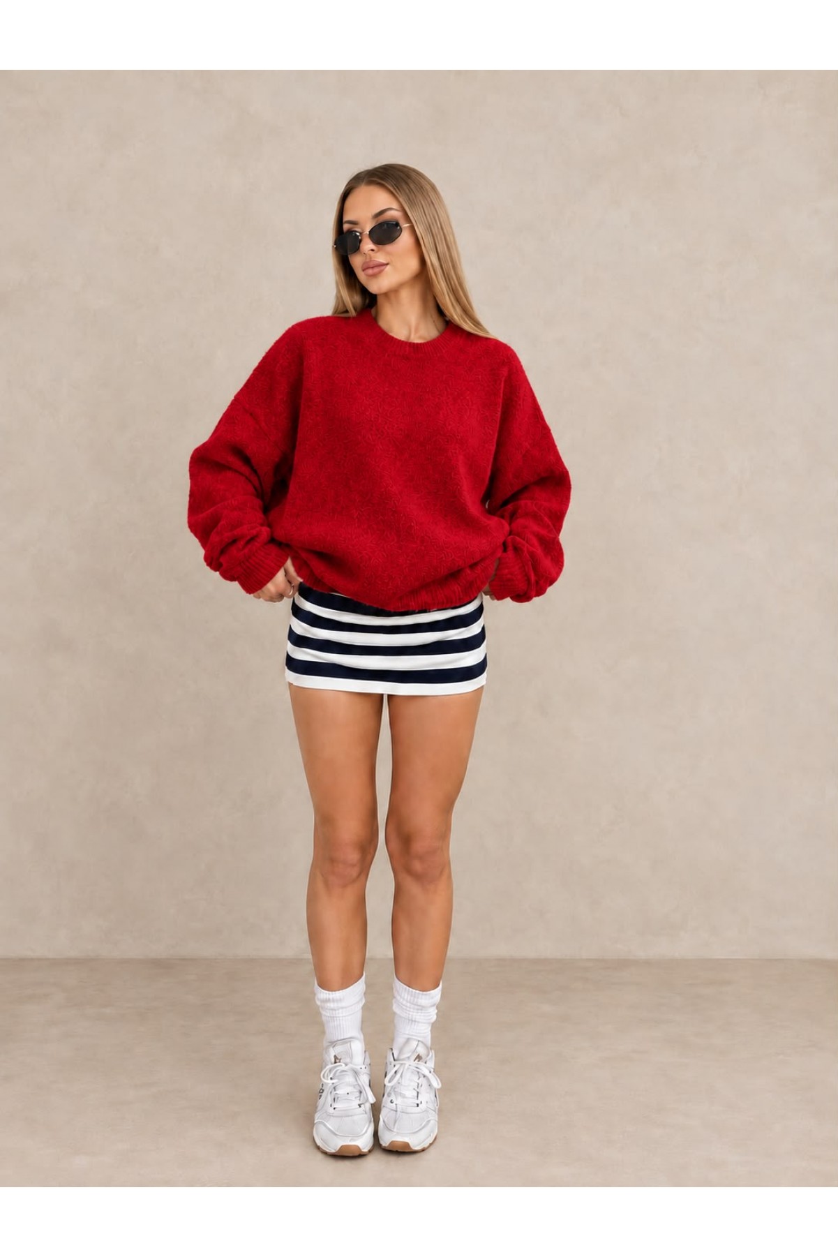Bisiklet Yaka Oversize Triko Kazak