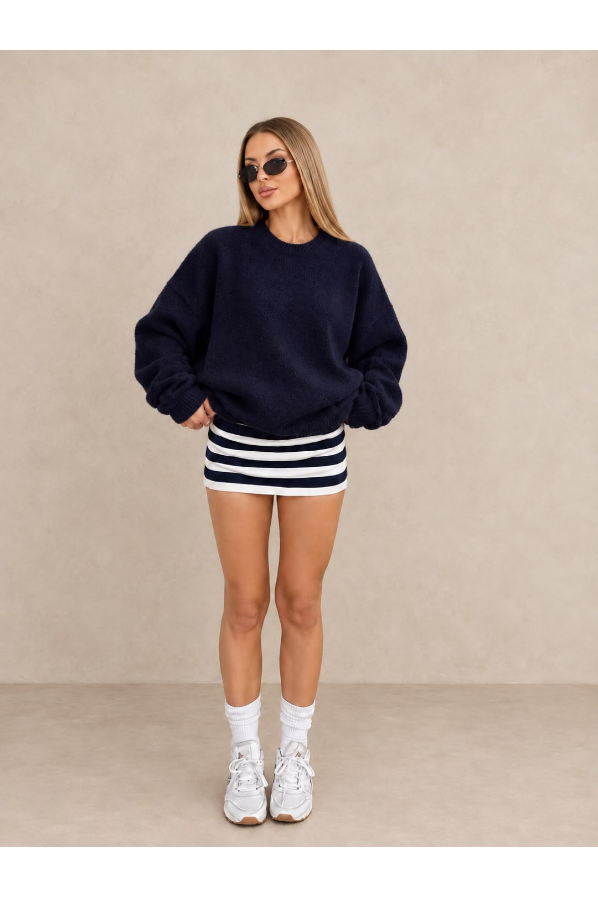 Bisiklet Yaka Oversize Triko Kazak