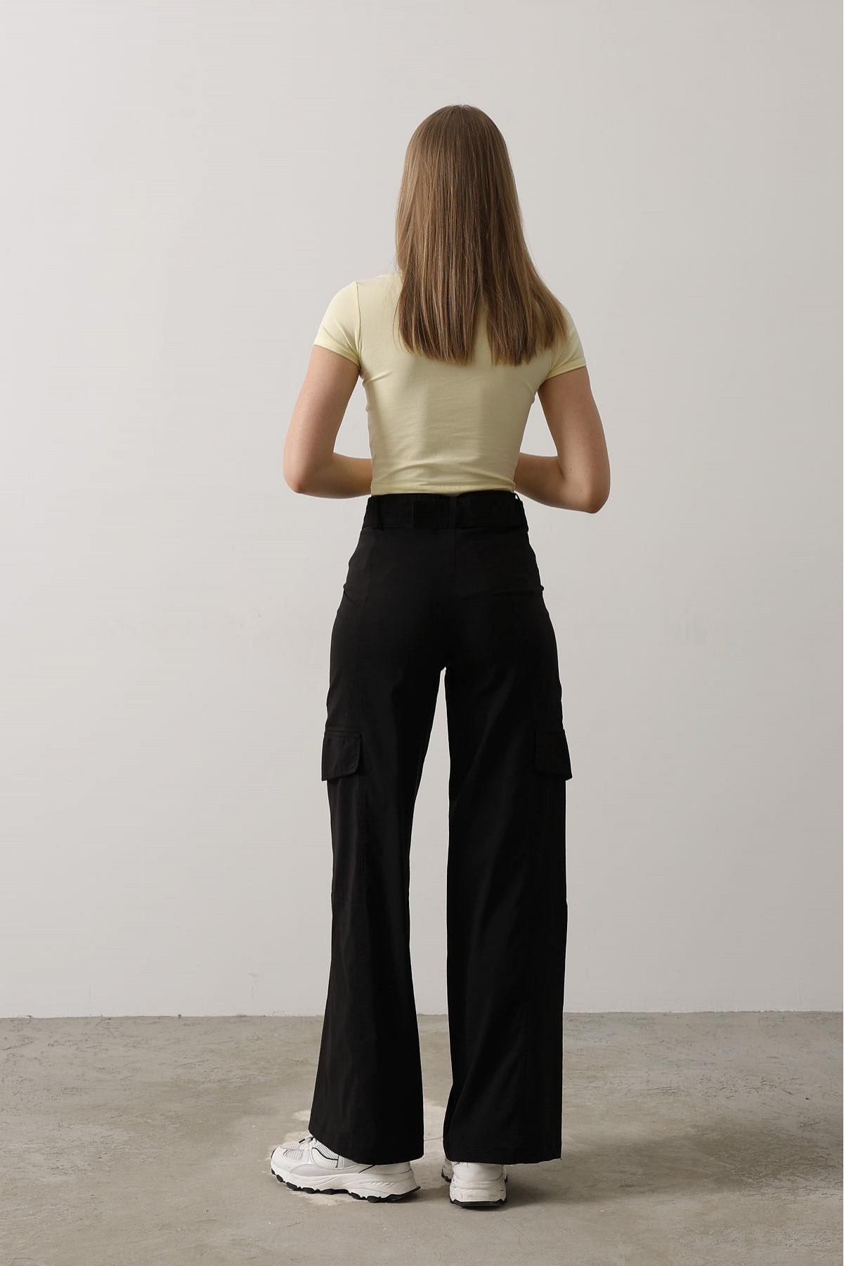 Kemerli Cargo Pantolon - Siyah