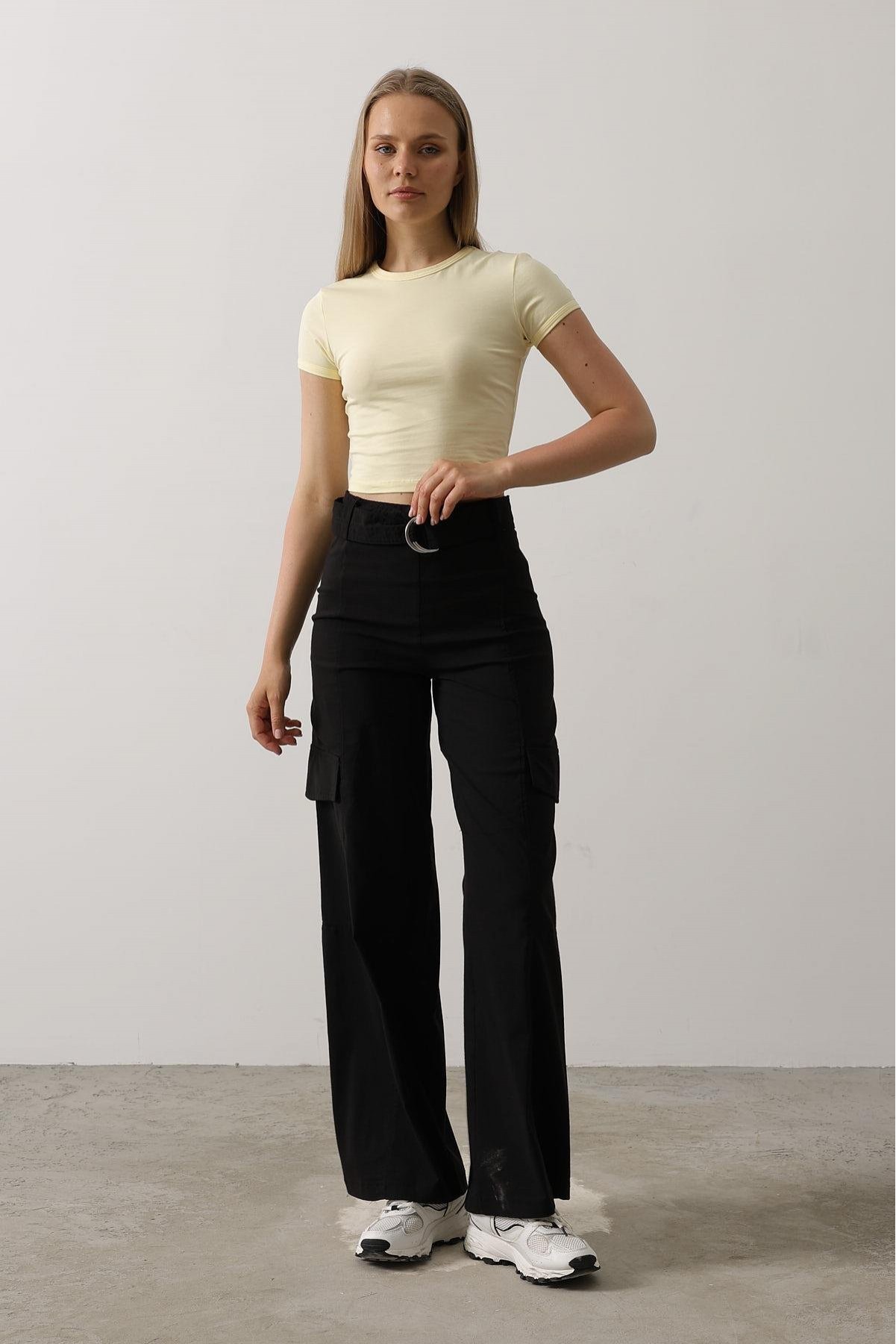 Kemerli Cargo Pantolon - Siyah