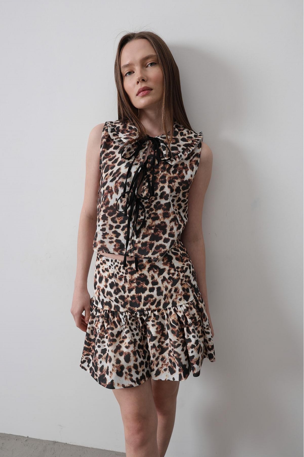 Leopar Desen Mini Etek - Leopar