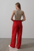 Beli Bağlamalı Brode Pantolon - Kırmızı