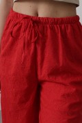 Beli Bağlamalı Brode Pantolon - Kırmızı