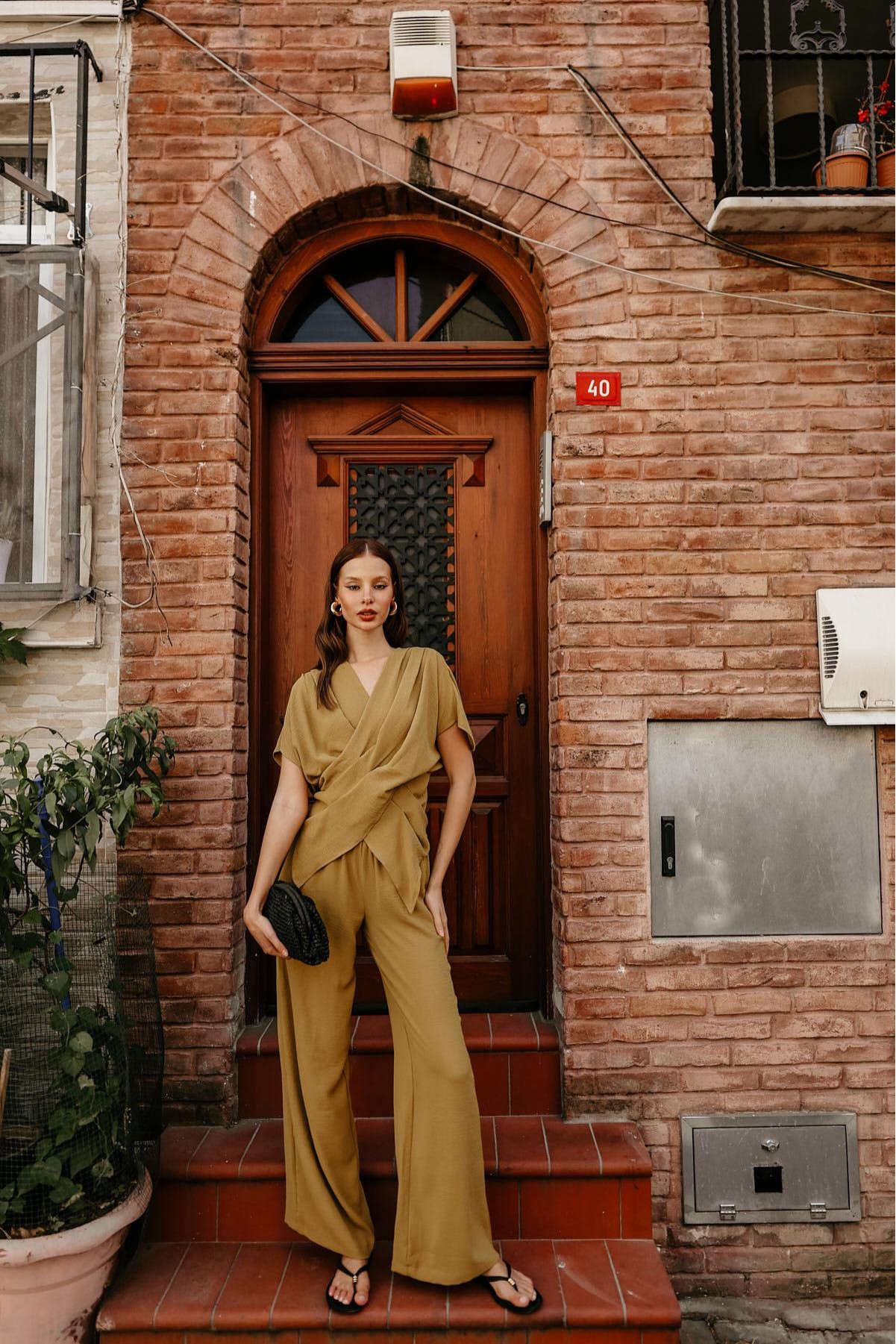 Asimetrik Kesim Takım - Yağ Yeşili