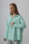Geniş Manşet Detaylı Gömlek - Mint