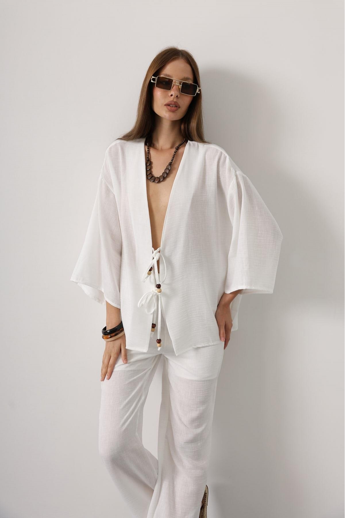 Keten Takım - Beyaz