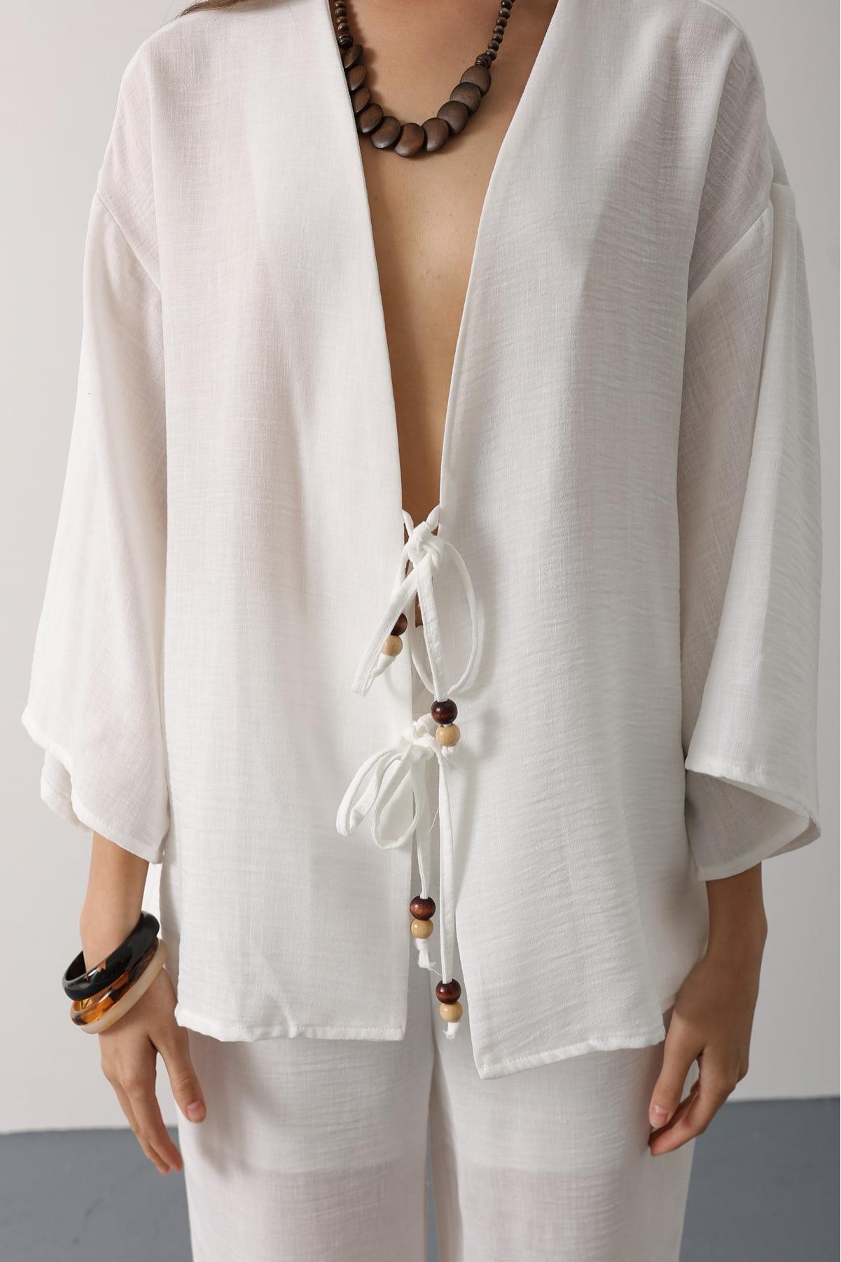 Keten Takım - Beyaz