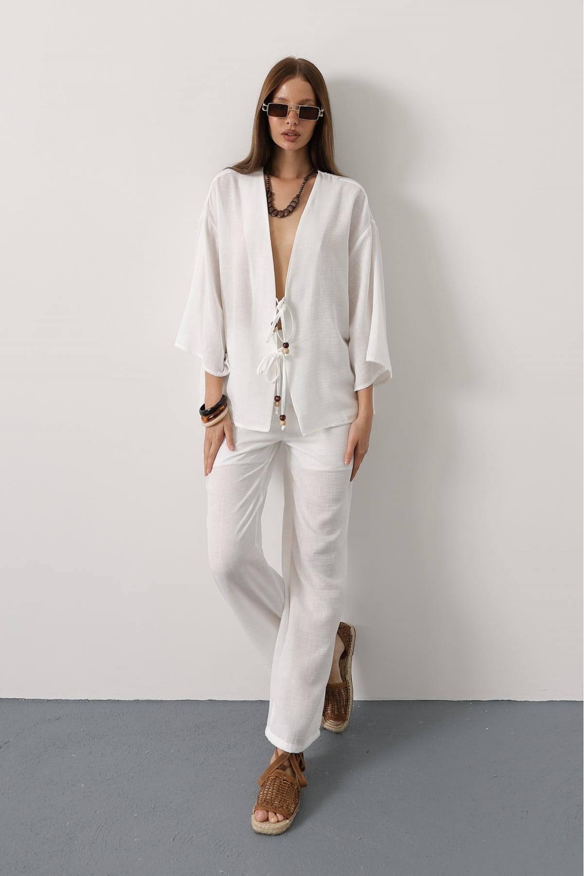 Keten Takım - Beyaz