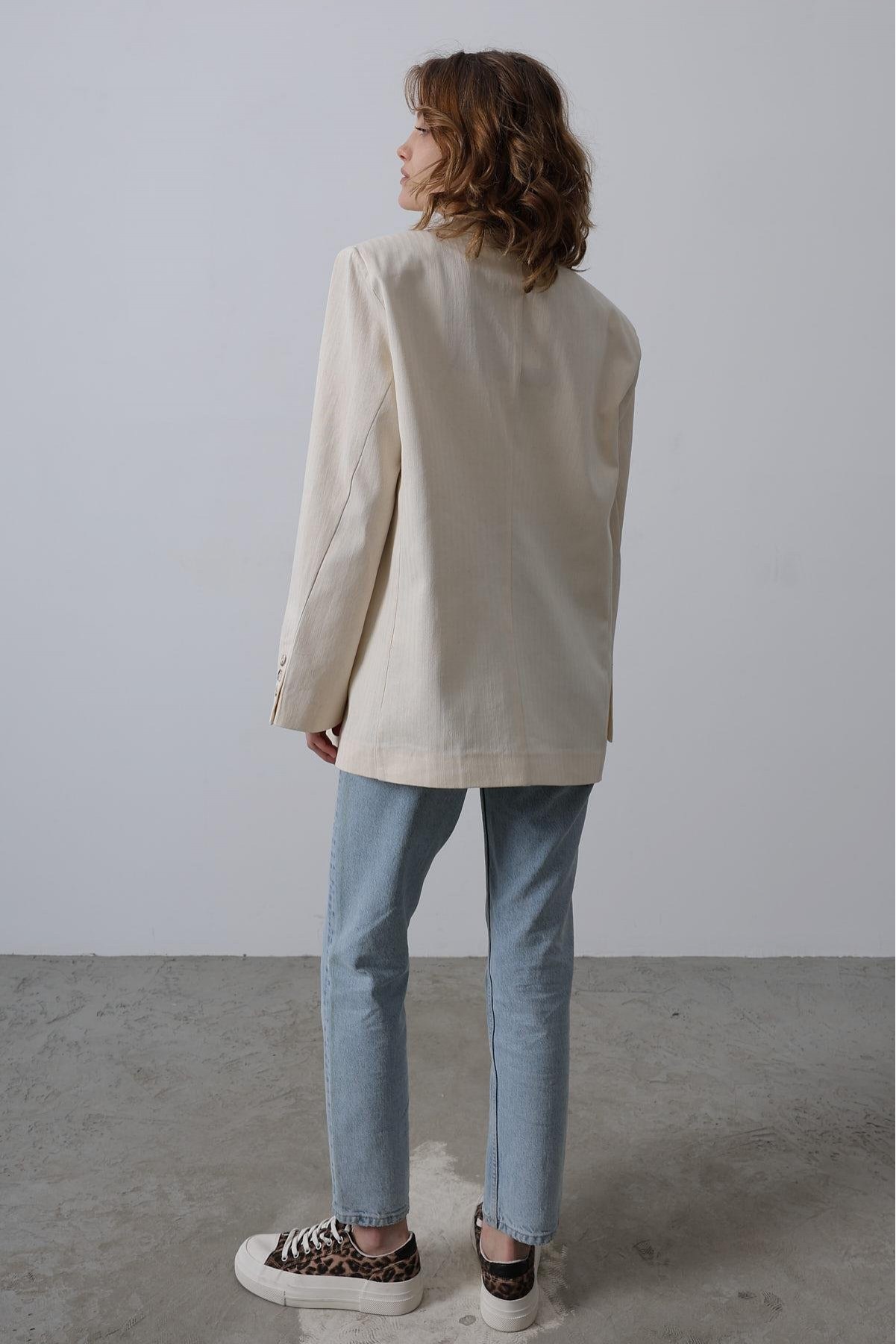 Oversize Blazer Ceket - Natür