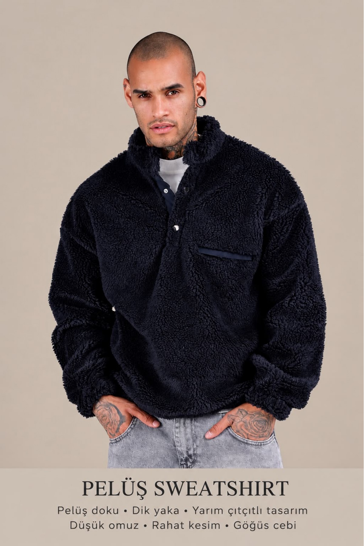 Erkek Pelüş Sweatshirt