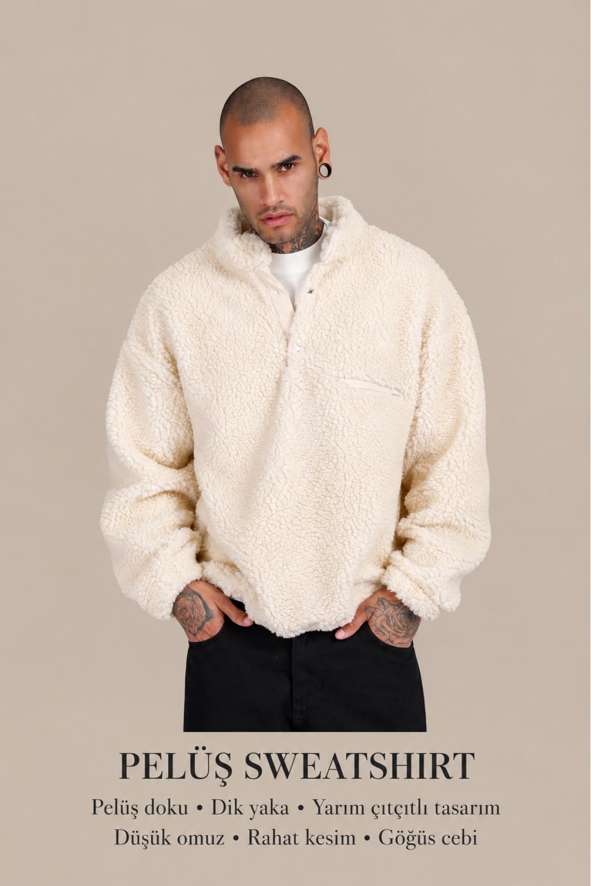 Erkek Pelüş Sweatshirt