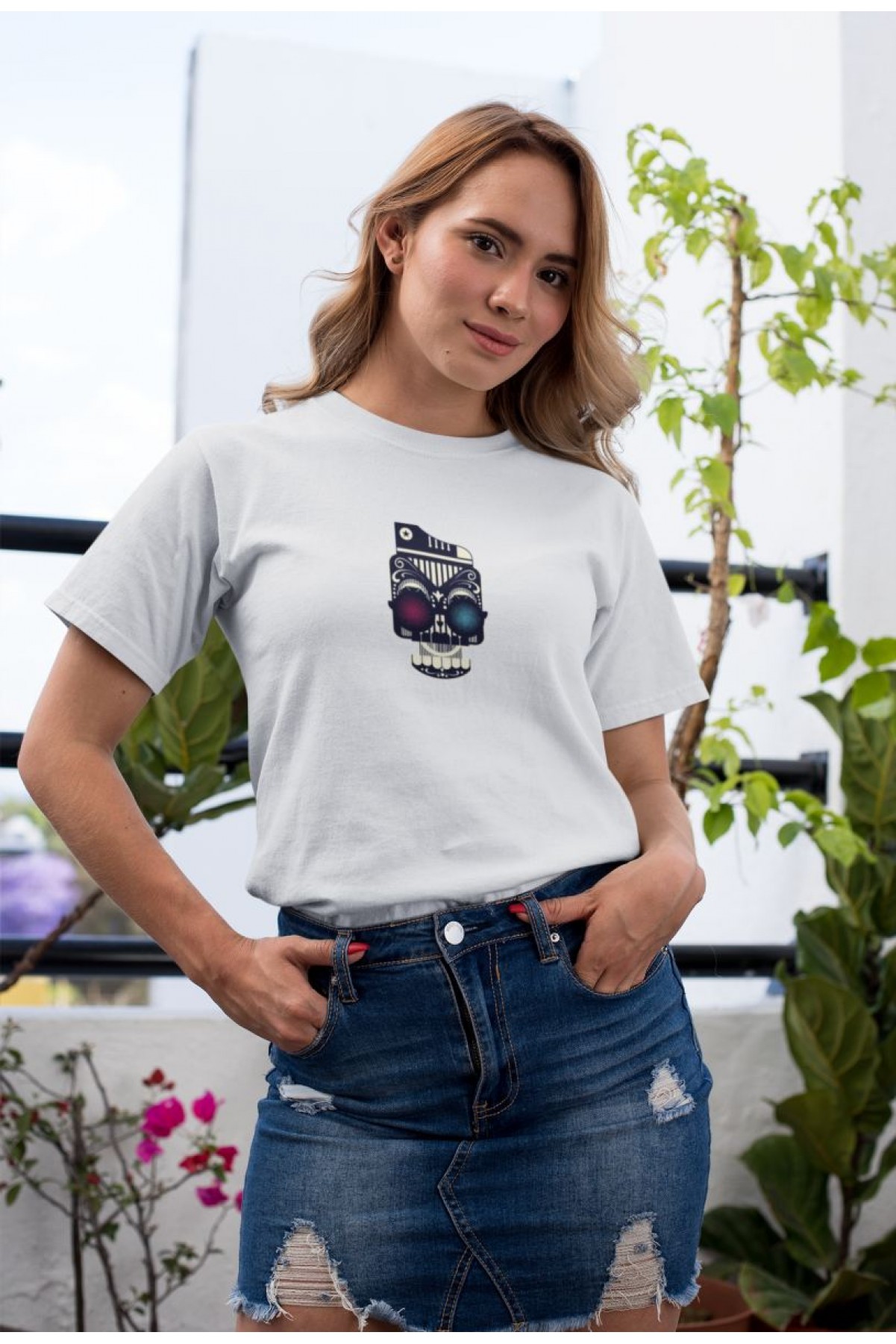 Kadın Özel Baskılı Modern Fit %100 Pamuk Bisiklet Yaka T-Shirt