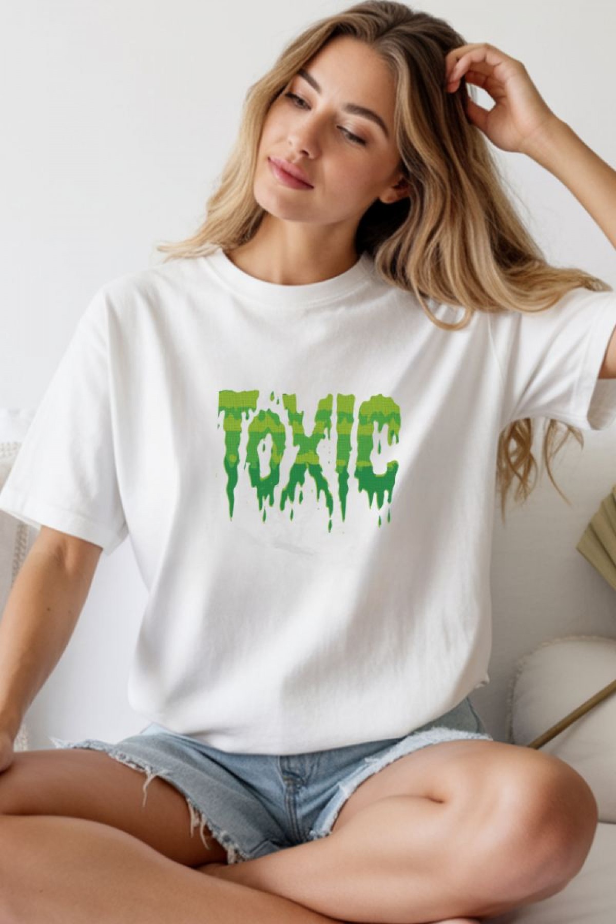 Unisex Oversize Baskılı T-Shirt  Pamuklu Süprem Kumaş Bisiklet Yakalı Kısa Kollu