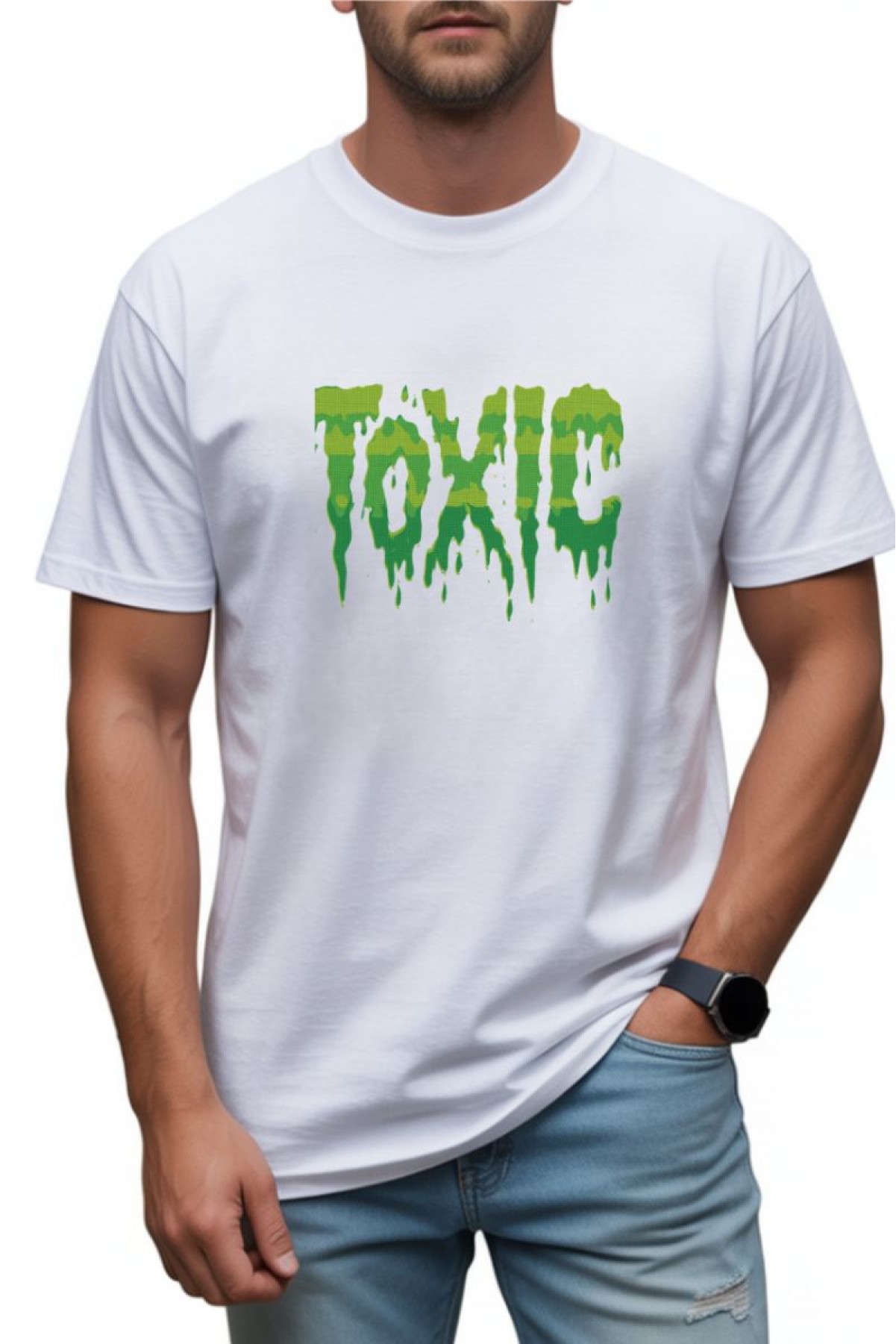 Unisex Oversize Baskılı T-Shirt  Pamuklu Süprem Kumaş Bisiklet Yakalı Kısa Kollu