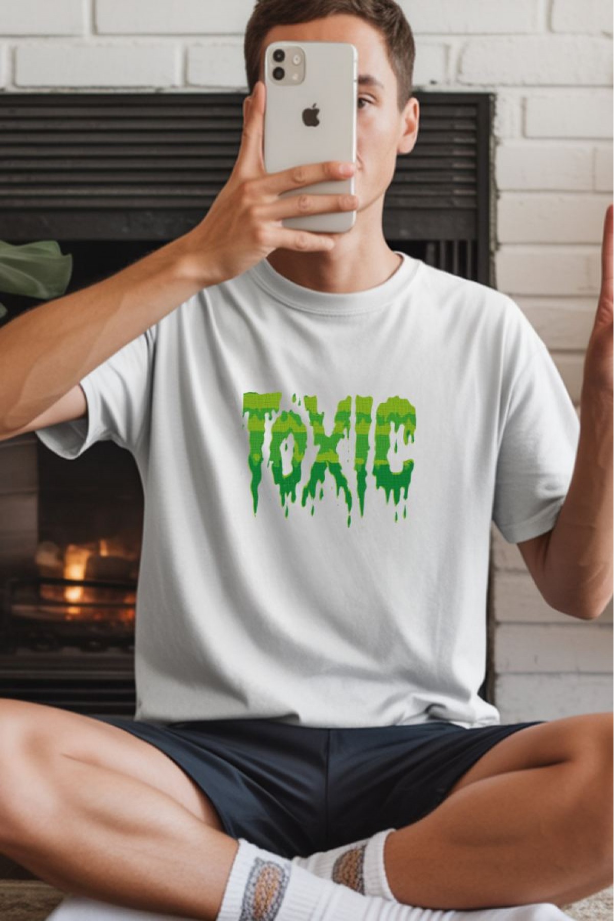 Unisex Oversize Baskılı T-Shirt  Pamuklu Süprem Kumaş Bisiklet Yakalı Kısa Kollu