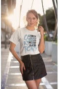 KADIN Özel Baskılı Modern Fit %100 Pamuk Bisiklet Yaka T-Shirt