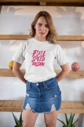 Kadın Özel Baskılı Modern Fit %100 Pamuk Bisiklet Yaka T-Shirt