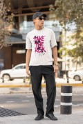 Erkek Özel Baskılı Modern Fit %100 Pamuk Bisiklet Yaka T-Shirt
