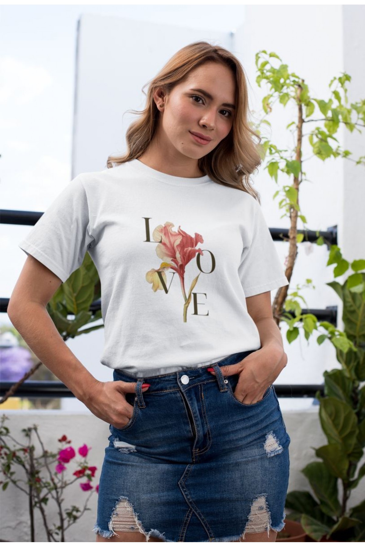 Kadın Özel Baskılı Modern Fit %100 Pamuk Bisiklet Yaka T-Shirt