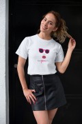 Kadın Özel Baskılı Modern Fit %100 Pamuk Bisiklet Yaka T-Shirt