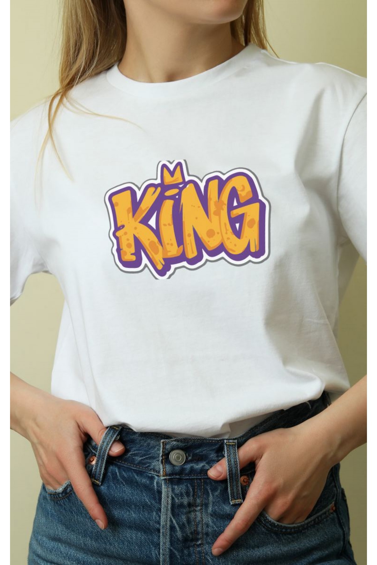 Unisex Oversize 24/1 Penye DTF Baskılı Tişört - DTF111
