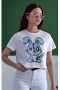 Unisex Oversize 24/1 Penye DTF Baskılı Tişört - DTF153