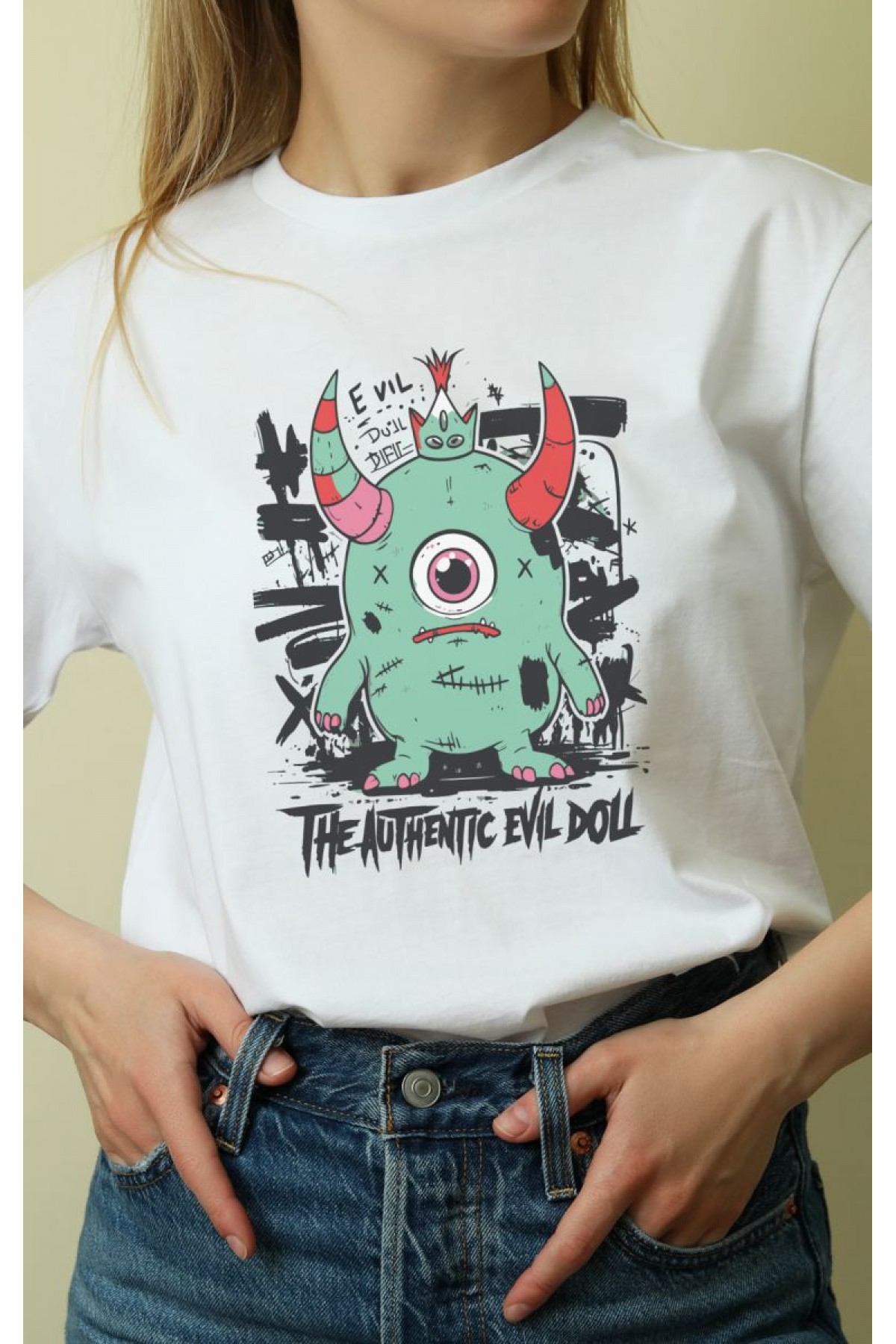Unisex Oversize 24/1 Penye DTF Baskılı Tişört - DTF165