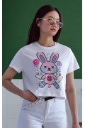 Unisex Oversize 24/1 Penye DTF Baskılı Tişört - DTF170