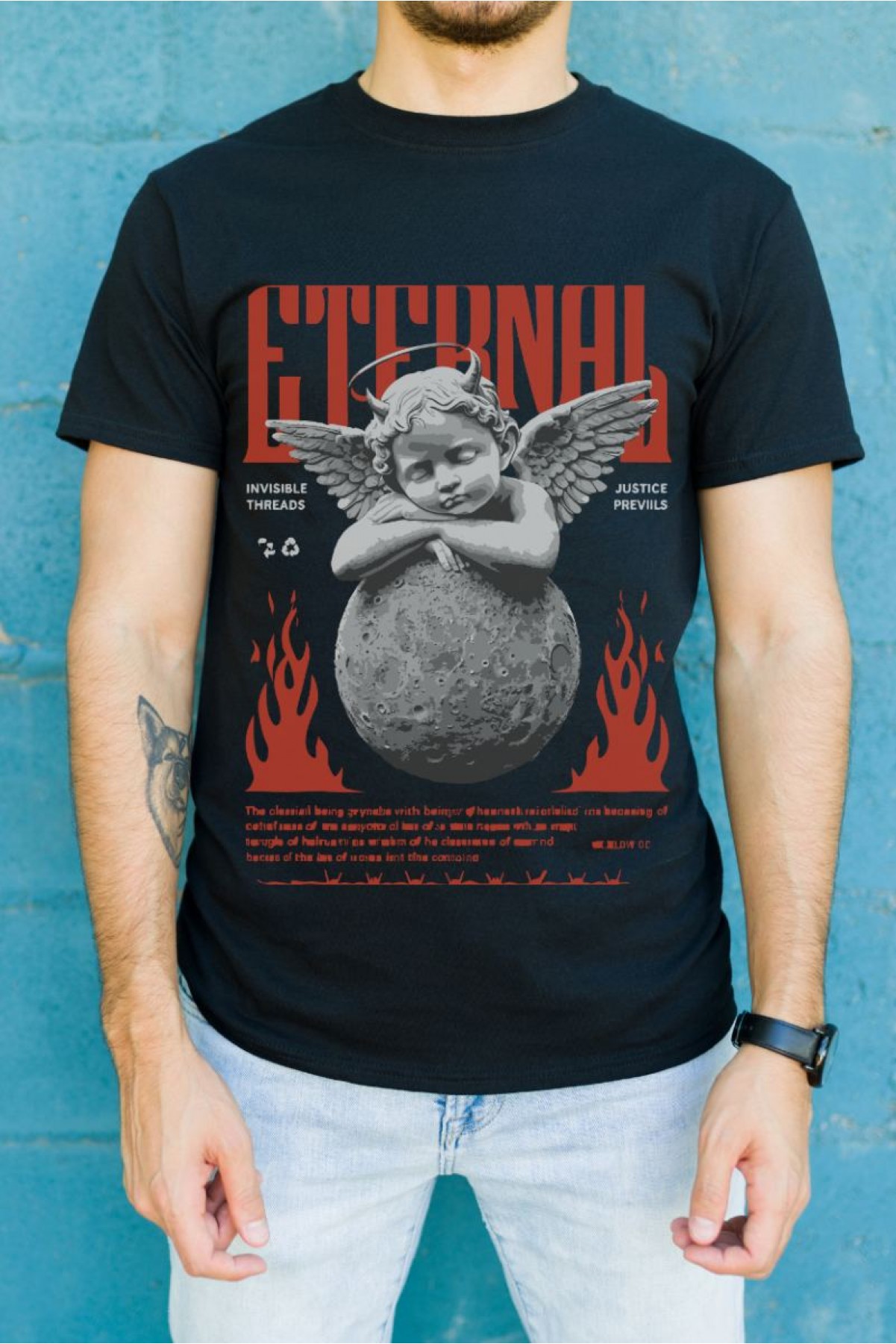 Unisex Oversize 24/1 Penye DTF Baskılı Tişört - DTF86