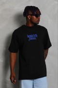 Erkek Baskılı T-Shirt Kısa Kol Bisiklet Yaka Regular Fit Tişört - Siyah