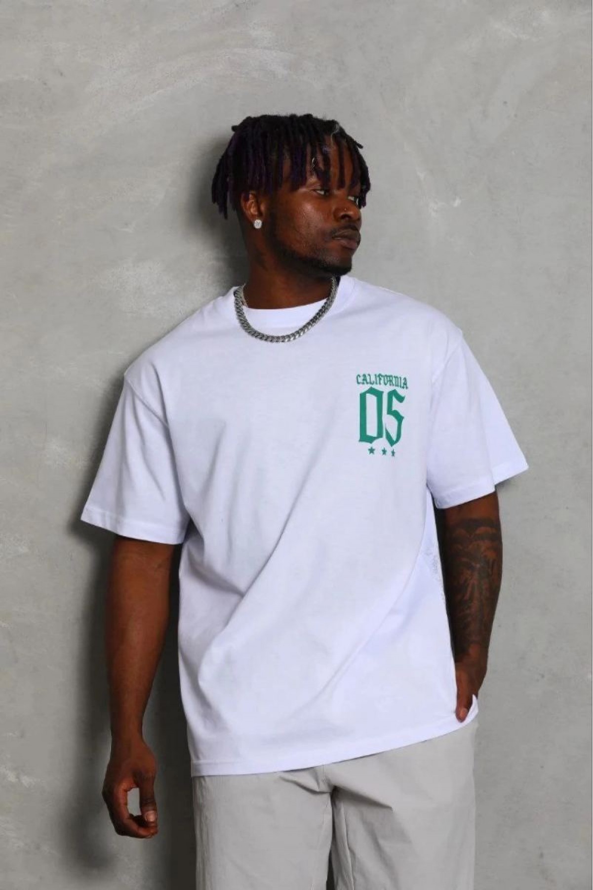 Erkek Baskılı T-Shirt Kısa Kol Bisiklet Yaka Regular Fit Tişört - Beyaz