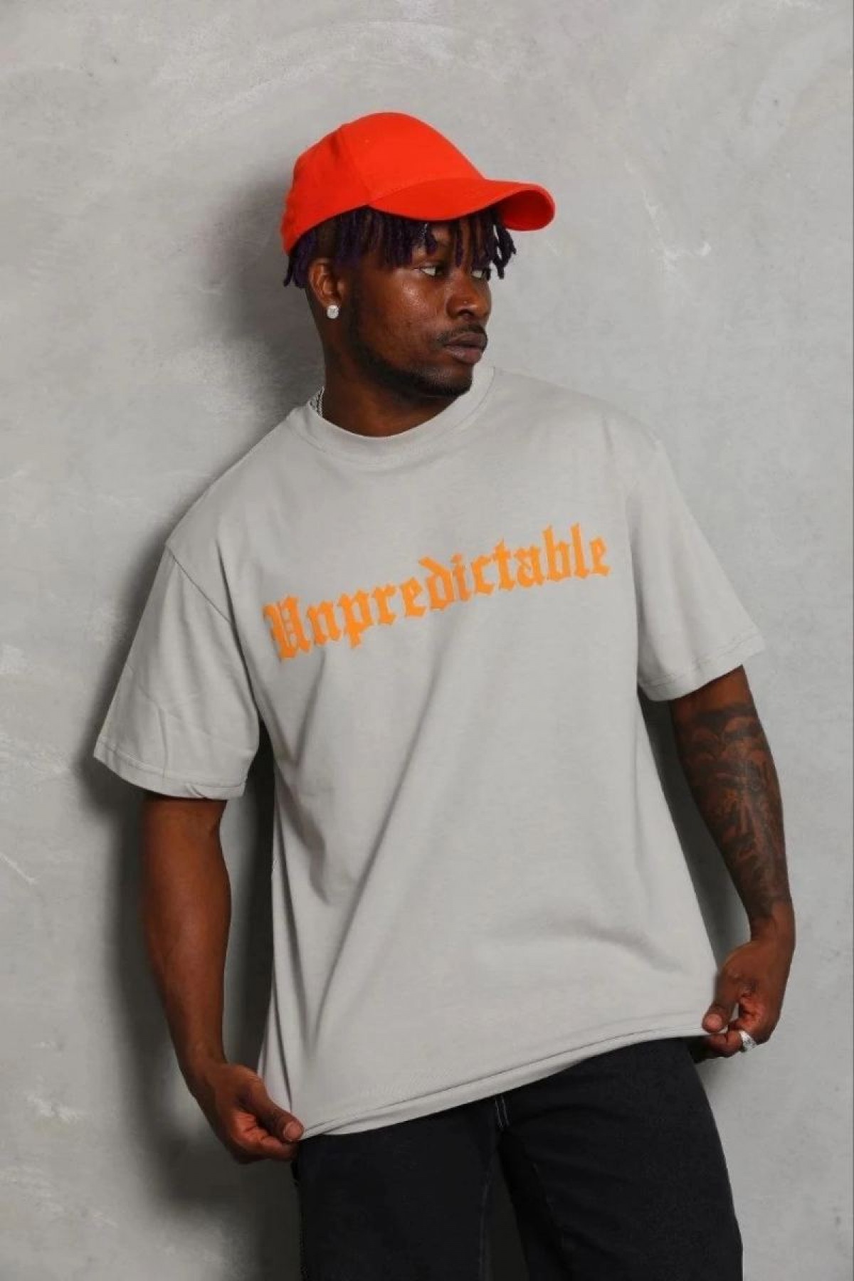 Erkek Baskılı T-Shirt Kısa Kol Bisiklet Yaka Regular Fit Tişört - Gri