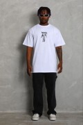 Erkek Baskılı T-Shirt Kısa Kol Bisiklet Yaka Regular Fit Tişört - Beyaz