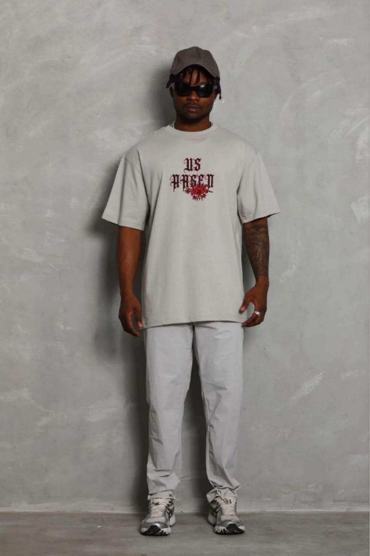 Erkek Baskılı T-Shirt Kısa Kol Bisiklet Yaka Regular Fit Tişört - Gri