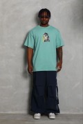 Erkek Baskılı T-Shirt Kısa Kol Bisiklet Yaka Regular Fit Tişört - Mint Yeşili