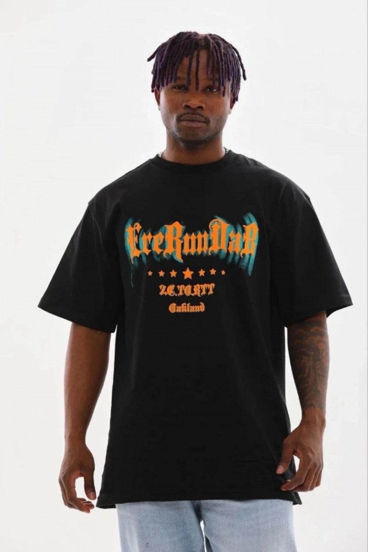 Erkek Baskılı T-Shirt Kısa Kol Bisiklet Yaka Regular Fit Tişört - Siyah