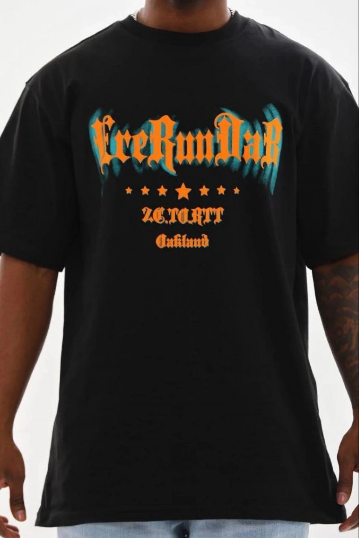 Erkek Baskılı T-Shirt Kısa Kol Bisiklet Yaka Regular Fit Tişört - Siyah