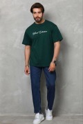 Erkek Baskılı T-Shirt Kısa Kol Bisiklet Yaka Regular Fit Tişört - Çağla Yeşili