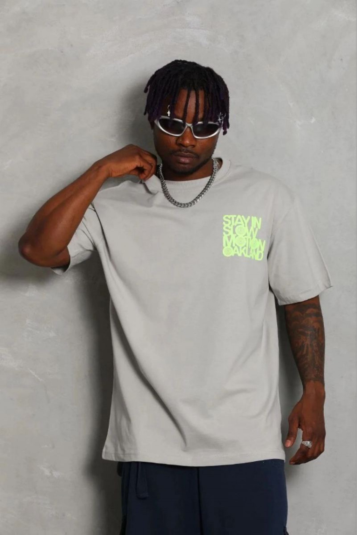 Erkek Baskılı T-Shirt Kısa Kol Bisiklet Yaka Regular Fit Tişört - Gri